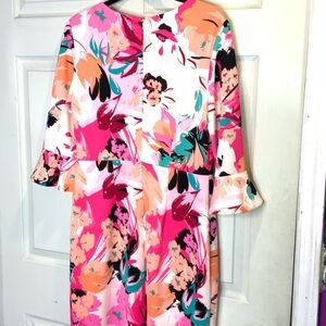 Nine West Vibrant Floral Long Sleeve Dress
